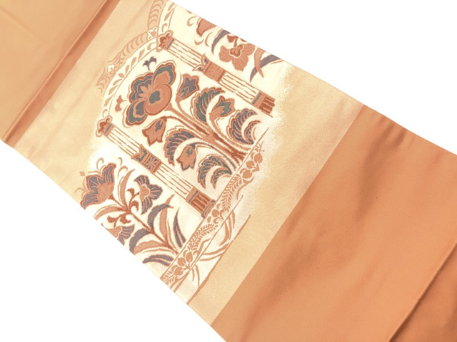 リサイクル　花唐草模様織出し名古屋帯